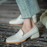 for Woman 2023 Low Heel Elegant Women's Summer Footwear Black Loafers Normal Leather Casual Square Toe with Discount