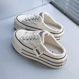 Breakj New Korean Version Of Leisure Embroidery Flowers In The Height Of The Slope And Cool Slippers Breathable Mesh Yarn Half Towing Singles