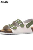 Fashion Double Buckle Cork Sandals 2023 New Women Summer Beach Casual Outside Non-slip Sandalias