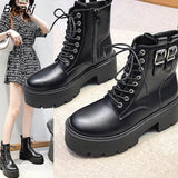 Women Shoes Platform Boots Punk Gothic for Women Boots Combat Ladies Black Metal Button Woman Motorcycle Ankle Boots Autumn