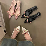 Breakj Design Temperament Sweet High Heels 2025 New Fine Heel Shoes French Lady Pointed Women's