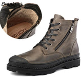 Leather Men'S Boots High Quality Leather Men Boots Plush 2023 Zipper Winter Ankle Boots Men Fur Snow