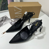 Breakj New Niche Fashion Shoes Leopard Print Sharp High-Heeled Muller