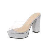 Open Toe Platform High Heels Sandals Women Transparent PVC Ankle Strap Ladies Summer Party Nightclub Shoes