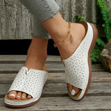 Breakj Summer New Large-Size Hollow Slope And Cool Slippers Women's Fish Mouth Thick-Soled Ladies