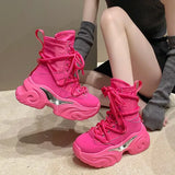 Chunky Platform Motorcycle Boots Women Fashion Thick Bottom Combat Booties Woman 2023 Autumn Winter White Ankle Botas