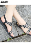 Casual Silver Ladies Flat Slip on Summer Shoes Woman Bohemia Sandal Rhinestones Large Size 42 43 Sandalia Women