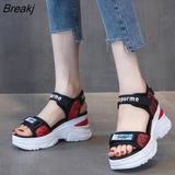 Summer Ladies Sandals Platform Wedge Heels Shoes Casual Heightening Slope with Women's High Heels Sports Beach Sandals