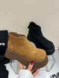 Breakj Kraft Big Head Pine Cake Thick Bottom Martin Boots After The Zipper Smoke Barrel Small Man Height Small Short Boots