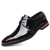 Breakj Men's Plus Size Bright Single Shoes Fashion Trend Business Leather Shoes Color Lace Men's