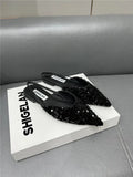 Women's Shoes Spring / Summer 2023 New Fashion Versatile Pointed Flat Small Fragrant Wind Sequins