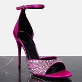 Breakj New Niche Design Rhinestone Heel Heels Women's Summer Sexy Word Buckle Open-Toe