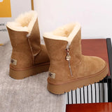 Breakj Skin Version~Northeast Snow Boots Women 2025 New Winter Mid-Slip Anti-Slip Thick Bottom Plus Velvet Thick Cotton