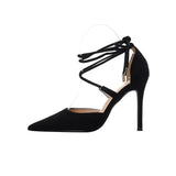 Breakj High-Heeled Women 2025 New Temperament Goddess Fan Sexy Pointed Roman Cross-Tie Fine Heel Single