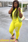 Pink Letter Print Women Two Piece Set Casual Sport Tracksuit Short Sleeve Top + Jogger Sweatpant Suit Plus Size Outfits