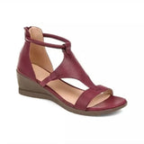 Shoes Comfort Summer 2021 Plus Size Ladies Sandals Heel Zipper Retro Wedge Sandals Woman Soft Bottom Beach