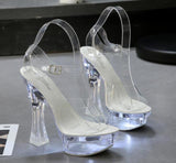 34-43 Nightclub LED Light High Heels Sandals Luminous Shoes Catwalk Pole Dancing Shoes Crystal Clear Platform