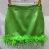 Casual Patchwork Feathers Skirt For Women High Waist A Line Mini Skirts Female Fashion Summer Clothing Style