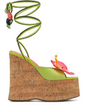 Breakj Heeled Sandals Women 2025 New Wear Thick-Soled Wood-Grass Waterproof Table Sandals Metal Stud