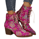 Breakj Women's Boots Winter New Ethnic Wind Sharp Rupeal Teling With Embroidered Martin
