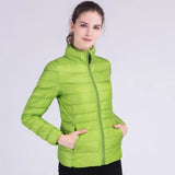 New Autumn Winter Women Ultra Light White Duck Down Jackets Candy Color Slim Short Design Warm Down