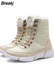 Women Boots Winter Keep Warm Quality Mid-Calf Snow Boots Ladies Lace-up Comfortable Waterproof Booties Chaussures