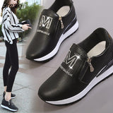 Platform Wedges Women's Sneakers High Quality Rhinestone Mesh Breathable Increased Casual Black Autumn Vulcanized