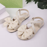 Breakj Sandals Women's Summer New Soft-Soled Bow Flat And A Word Sandals Fashion Wear Sweet Cool