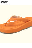 Size 34-40 Women Sandals Summer 2023 Fashion Flip Flops Real Leather Low Heels Shoes Platform Slippers Ladies