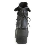 Brand Design Black Gothic Style High Heels Black Front Zipper Ankle Platform Boots Street Cool Woman Wedges