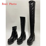 Dropship Brand New Gothic Style Sexy Elegant Chunky Platform Women Ankle Boots Big Size 43 Walking Comfy Woman