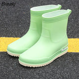 Boots Women Ankle Shoes Waterproof Rain Rubber Shoes for Rain Day 2023 New Slip on Female Short Boots Solid Warm