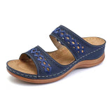 Breakj Size Thick Bottom Slippers Female Women Slippers Soft Bottom Car Suture Hollow Slippers