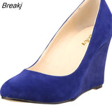 Sexy Pointed Wedge High Heels Women Pumps Faux Suede Spring Autumn Wedding US Size 5-10 Black Office Lady