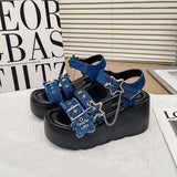 Breakj New Summer Original Y2 Sub-Cultural Sandals Denim Loose Cake Slope And Summer Women's
