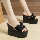 Shoes Lady Butterfly-Knot Ladies' Slippers Slipers Women Luxury Slides On A Wedge Platform Soft 2024