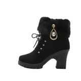2013 New Rhinestone High Heel Thick Heel Hair Hair Mouth Short Leg Short Boots And Velvet Martin Boots Women's Plus Size Women's