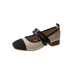 Single Shoes Women 2024 Spring Autumn New Korean Version Of Fashion Square Head Thick With Shallow Words Buckle Bean