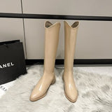 Knee Boots Women's 2024 New British Pointed V Mouth Western Cowboy Boots Thick Heels Show Thin Knight Boots In