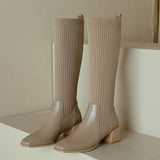 Breakj Knitted Wool Elastic Lean Long Boots Woman But Knee-High Thick And Socks Boots Spring And Autumn