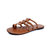 Breakj New Large-Size Beach Sandal Sleeves Toe Woven Hollow Beach Cool Slippers Women's