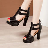 Sandals Women's Large Size 2023 Summer New Thick-Soled Waterproof Platform High-Heeled Open-Toed Model Catwalk