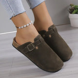 Breakj Slippers Female Couple Softwood Tug Wish Large Size Roman Shoes Casual Half-Dragging Lazy Shoes