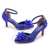 Breakj Cm Large-Size Sandals Fine Heel Head Crystal Glass High Heel Sandals Champagne Gold Banquet Dinner Women's