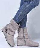 Medium Tube Buckle Women's Boots Autumn And Winter Ankle Boots Large Size Women's Boots Womens