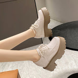 Breakj 2023 New British Wind Academy Small Leather Shoes Women's Thick Sole Leather Belt Happy Shoes Retro Comfortable Women's