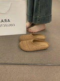 Breakj Niche Hand-Woven Hollow Breathable Bag Half Slippers Women Wear Roman Wind Thick Bottom Muller
