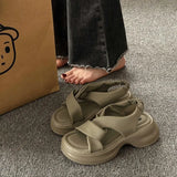 Thick-Soled Loose Pastry Bottom Leaky Toe Sandals Women's 2024 Summer New Casual Slope Heels Elastic