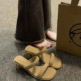 Breakj Heel One-Word Cool Slippers Women's New Summer 2025 Out Fashion French Retro Temperament High Heels Women's