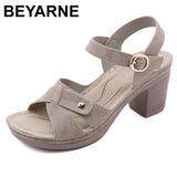 Women's Sandals Leather Platform Sandal 2022 Summer Thick Sole High Heels Ladies Sandal Summer Shoes For
